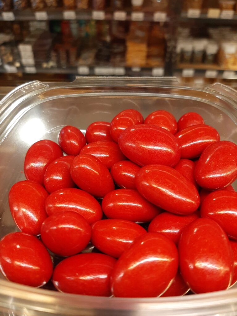 Red Metallic Almond Dragee