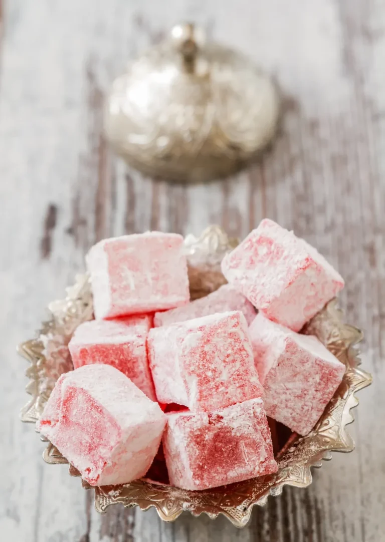 Turkish Delight With Rose Taste It is prepared using traditional methods, with fresh and high quality ingredients.Contains no additives.