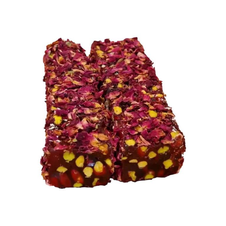 Rose Leaf Wrapped, Pomegranate, Pistachio Thread Turkish Delight It is prepared using traditional methods, with fresh and high quality ingredients.Contains no additives.