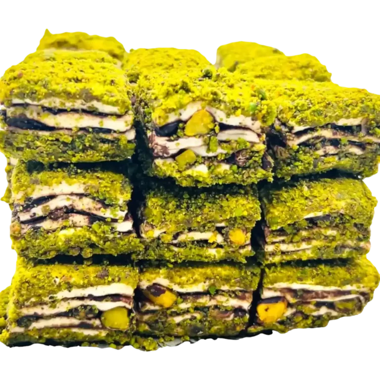 Powdered Pistachio Coated Milk Chocolate, Pistachio Baklava Turkish Delight It is prepared using traditional methods, with fresh and high quality ingredients.Contains no additives.