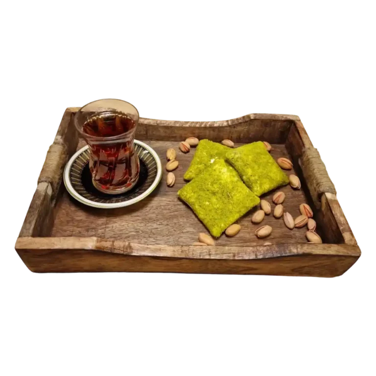 Powdered Pistachio Coated Chocolate Muska Turkish Delight It is prepared using traditional methods, with fresh and high quality ingredients.Contains no additives.